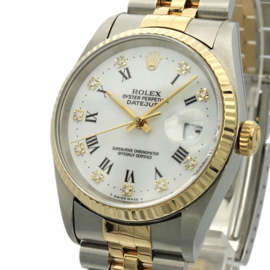 Rolex Role Datejust Diamond 18K Yellow Gold Automatic White Watch