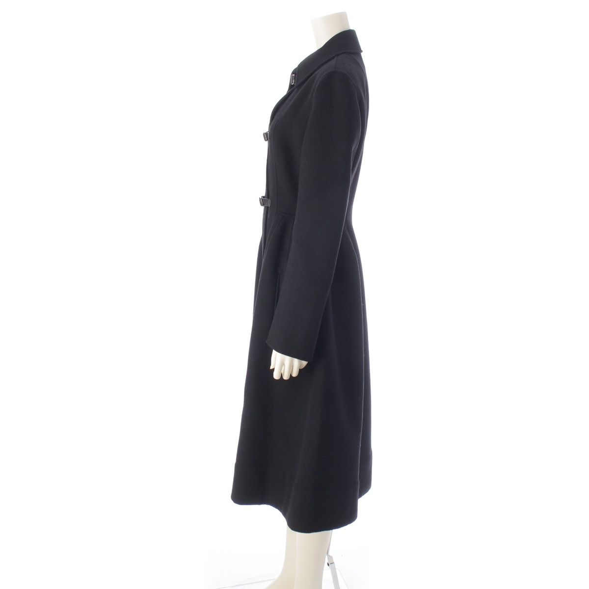 Dior Wool Leather Belted Coat Black 42 — view 3
