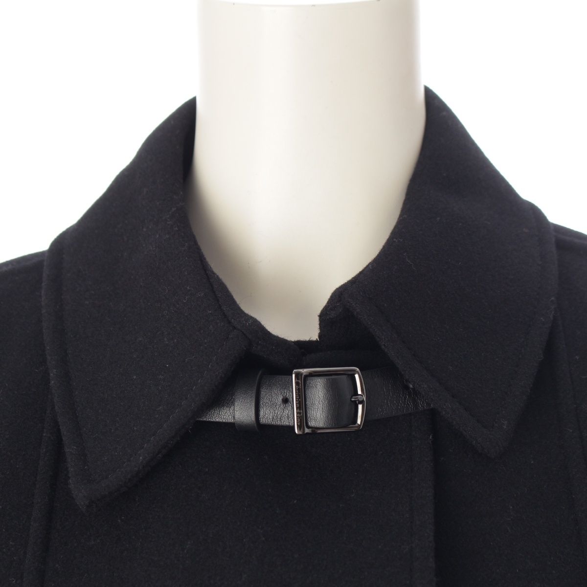 Dior Wool Leather Belted Coat Black 42 — view 5