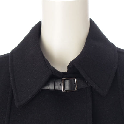 Dior Wool Leather Belted Coat Black 42 — view 5