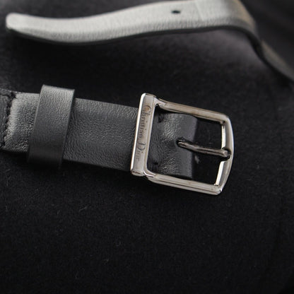 Dior Wool Leather Belted Coat Black 42 — view 8