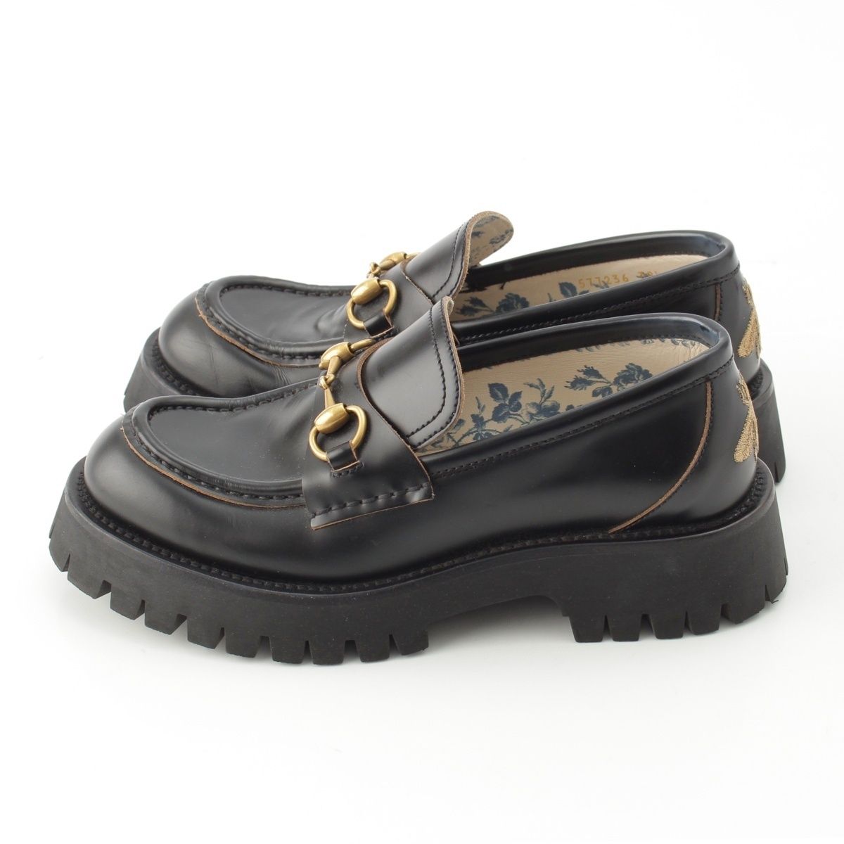Gucci Leather Horsebit Bi Embroidery Loafers Shoes Black — view 3