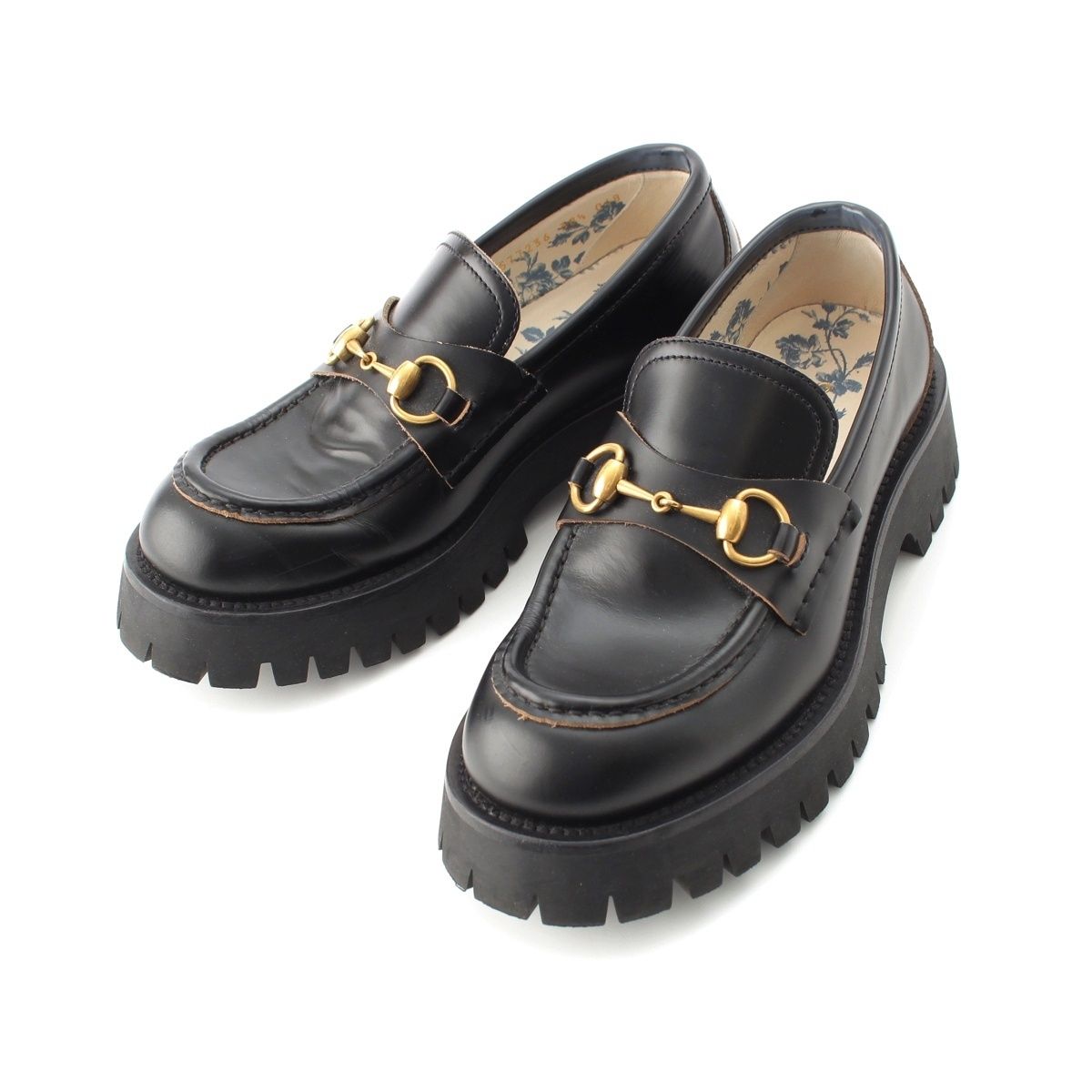 Gucci Leather Horsebit Bi Embroidery Loafers Shoes Black