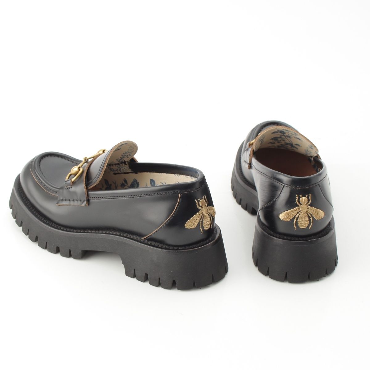 Gucci Leather Horsebit Bi Embroidery Loafers Shoes Black — view 4