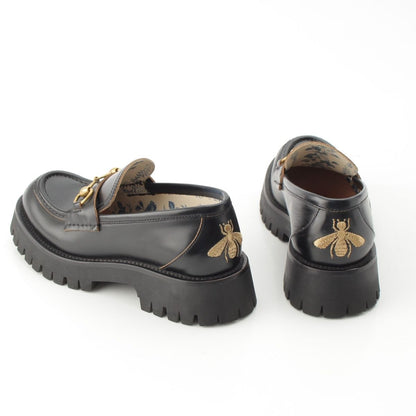Gucci Leather Horsebit Bi Embroidery Loafers Shoes Black — view 4