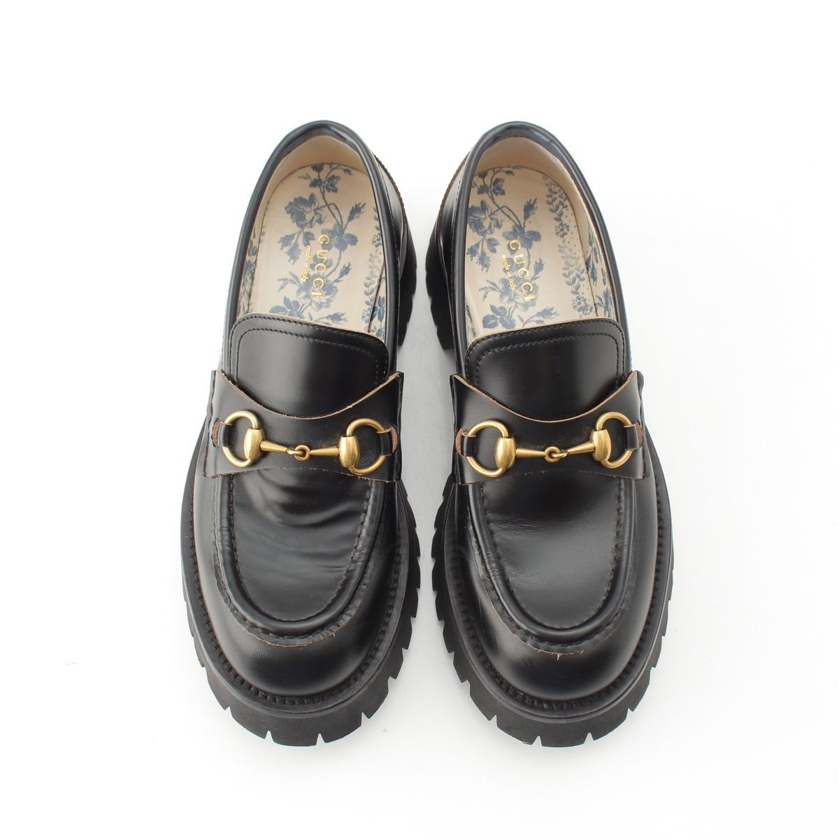 Gucci Leather Horsebit Bi Embroidery Loafers Shoes Black — view 2