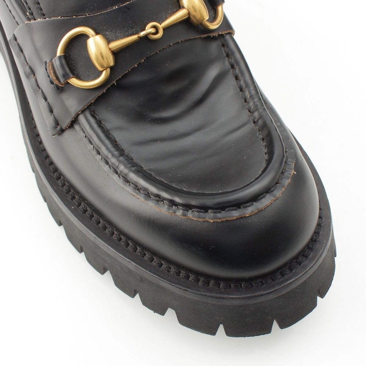 Gucci Leather Horsebit Bi Embroidery Loafers Shoes Black — view 6