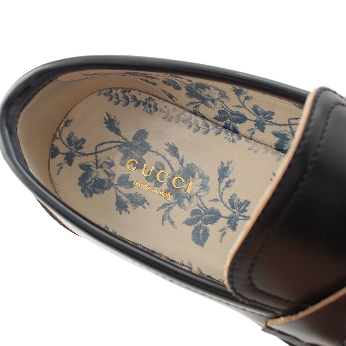 Gucci Leather Horsebit Bi Embroidery Loafers Shoes Black — view 7