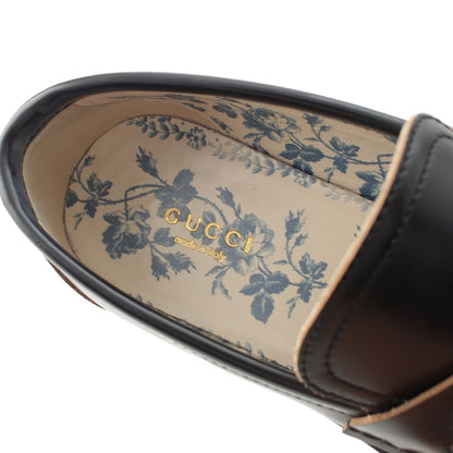 Gucci Leather Horsebit Bi Embroidery Loafers Shoes Black — view 7