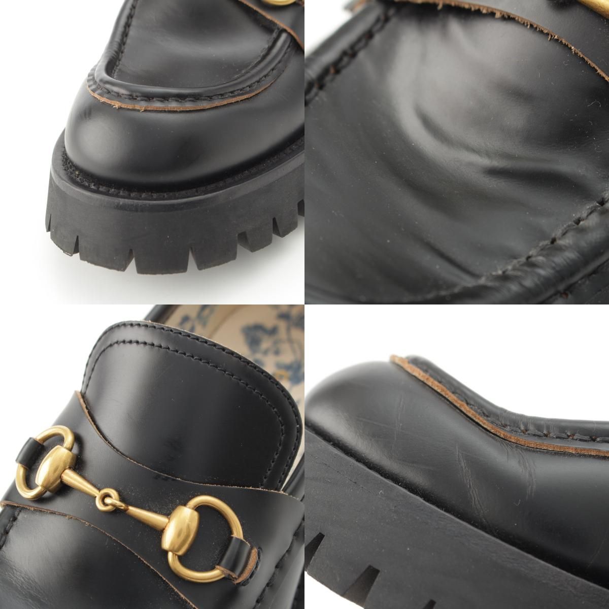Gucci Leather Horsebit Bi Embroidery Loafers Shoes Black — view 8