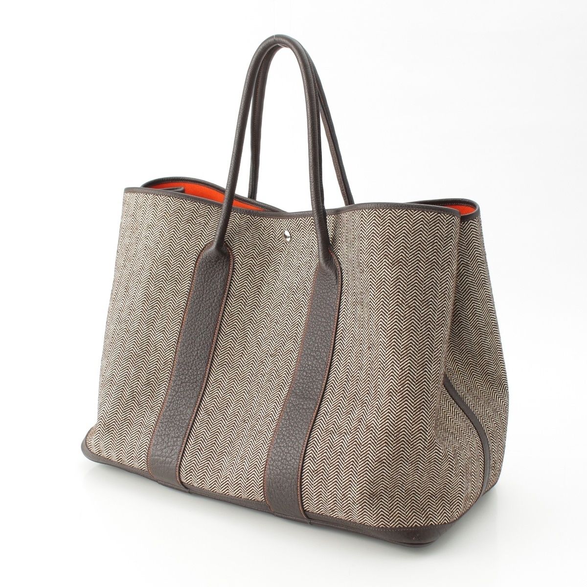 Hermes Garden Party GM Toilet Blanc Negonda Herringbone Handbag Tote Ecru — view 2