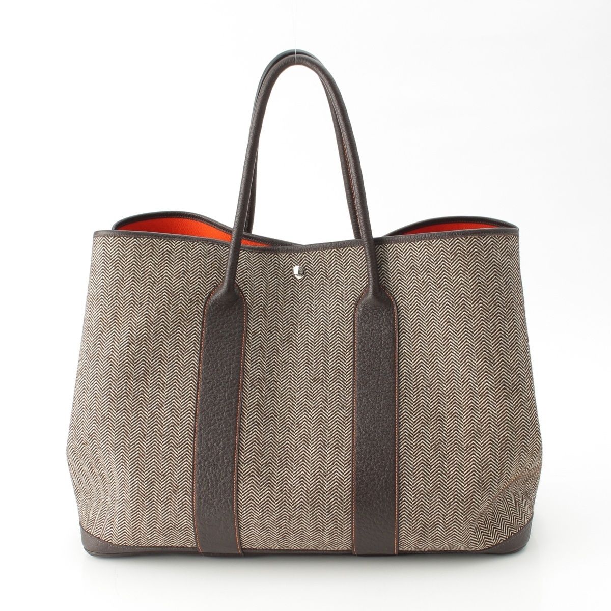 Hermes Garden Party GM Toilet Blanc Negonda Herringbone Handbag Tote Ecru — view 4