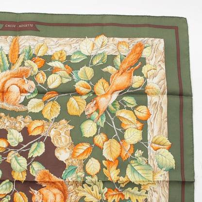 Hermes Carre 90 Silk Casse Noisette Nutcracker Scarf Green — view 3