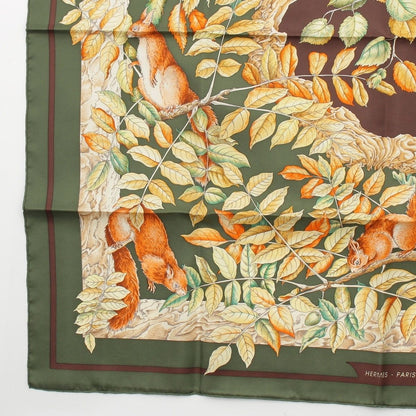 Hermes Carre 90 Silk Casse Noisette Nutcracker Scarf Green — view 4