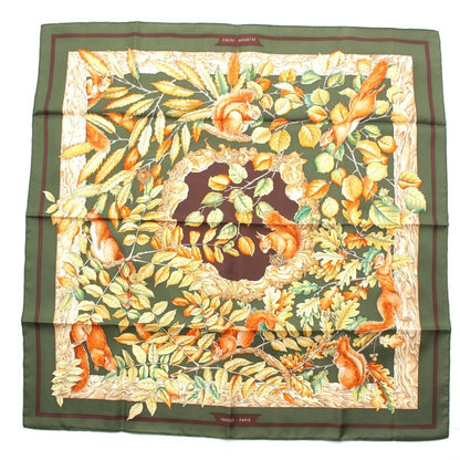 Hermes Carre 90 Silk Casse Noisette Nutcracker Scarf Green