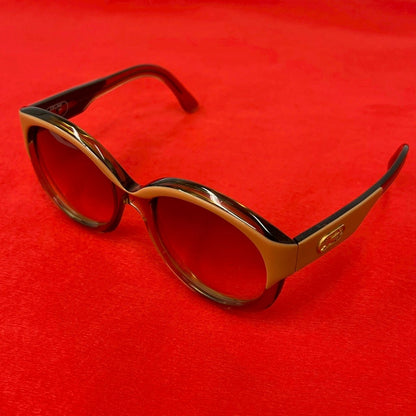 Celine Vintage Horse Carriage Logo Acetate Sunglasses Eyewear Brown