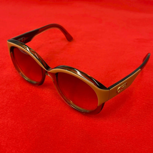 Celine Vintage Horse Carriage Logo Acetate Sunglasses Eyewear Brown
