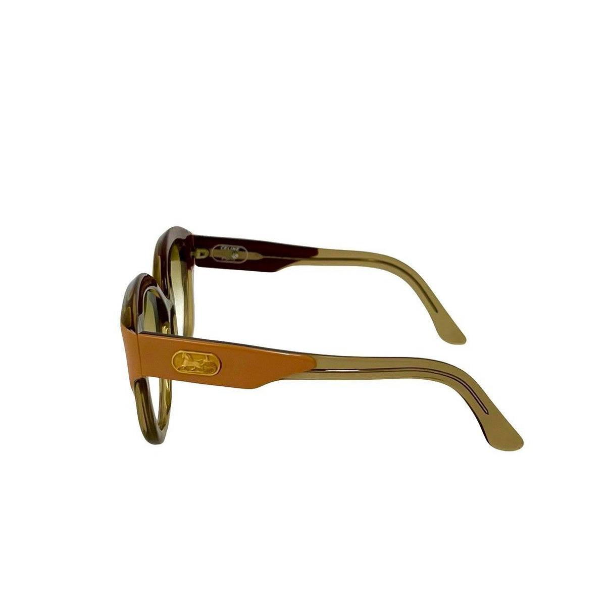 Celine Vintage Horse Carriage Logo Acetate Sunglasses Eyewear Brown — view 5