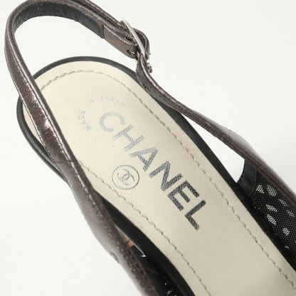 Chanel Pumps CC Logo Lace Slingback Open Toe Heel 37 — view 8