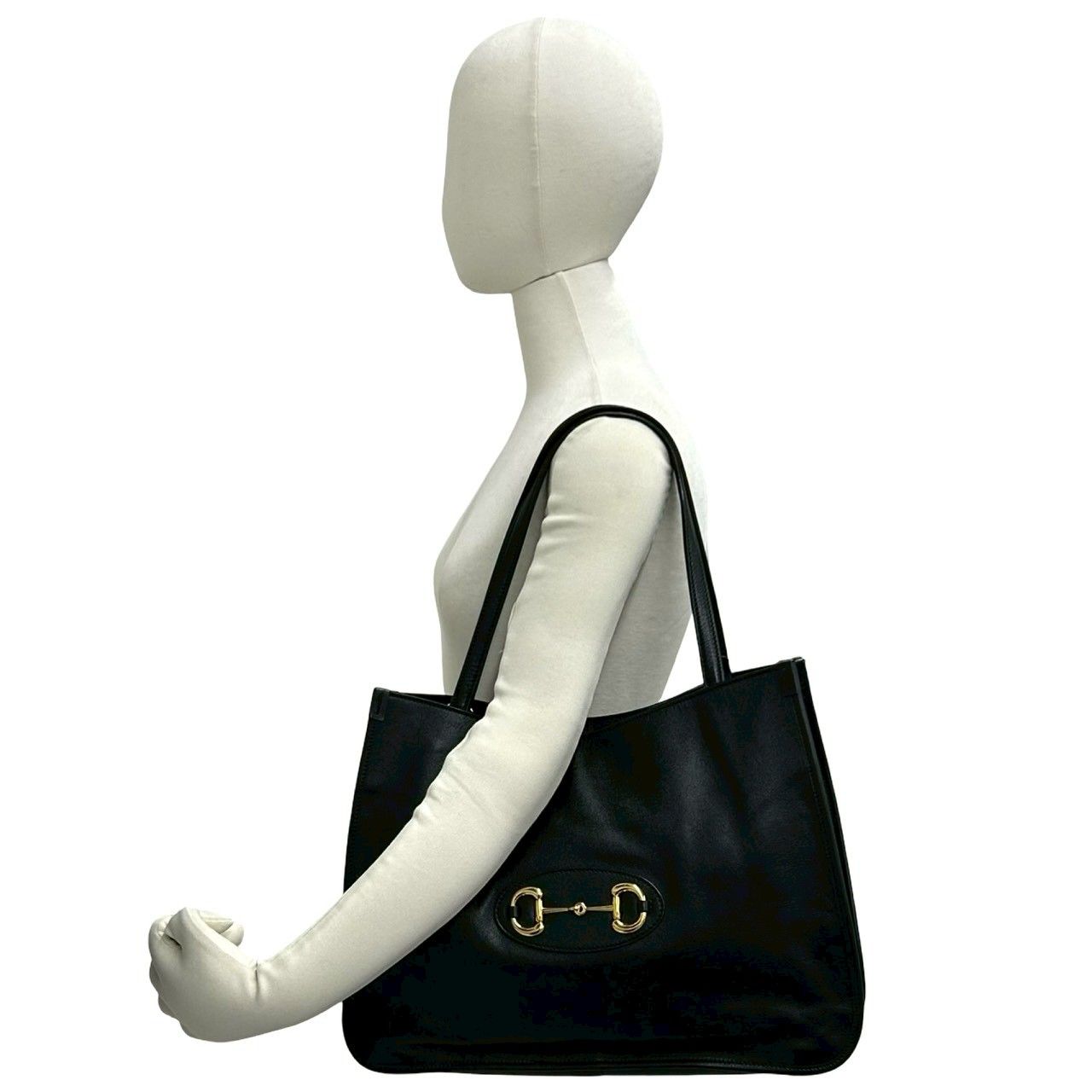 Gucci Box Horsebit 1955 Leather Tote Bag Business Black — view 2