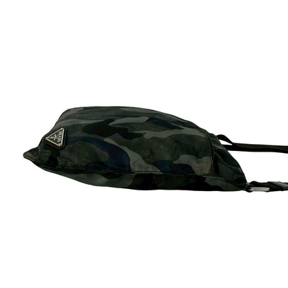 Prada Triangle Logo Camouflage Pattern Nylon Saffiano Leather Shoulder Bag — view 6