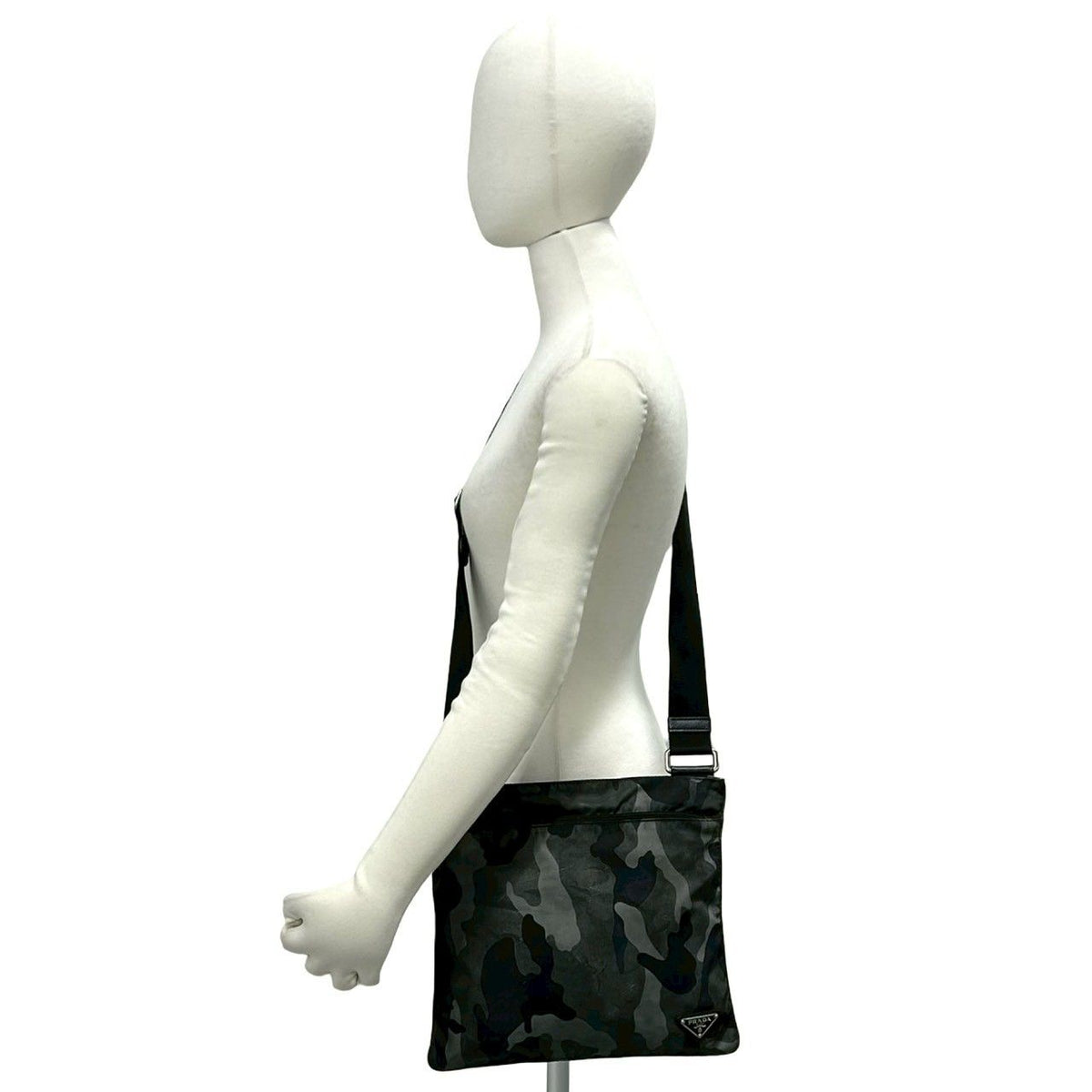 Prada Triangle Logo Camouflage Pattern Nylon Saffiano Leather Shoulder Bag — view 2