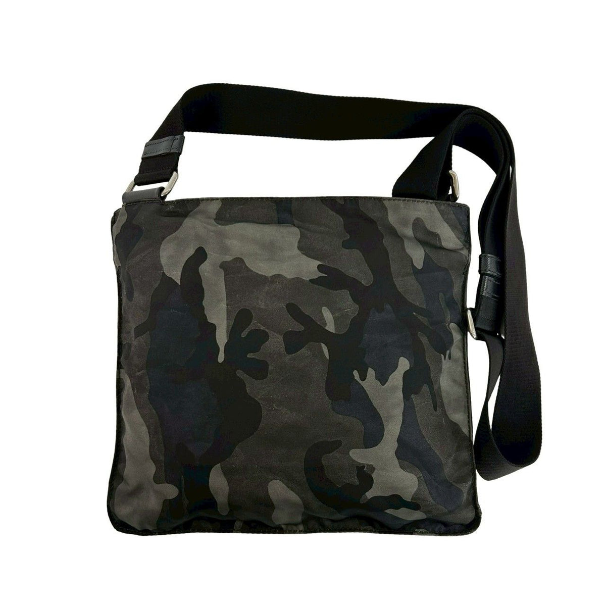 Prada Triangle Logo Camouflage Pattern Nylon Saffiano Leather Shoulder Bag — view 3