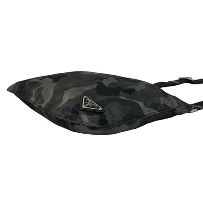 Prada Triangle Logo Camouflage Pattern Nylon Saffiano Leather Shoulder Bag — view 8