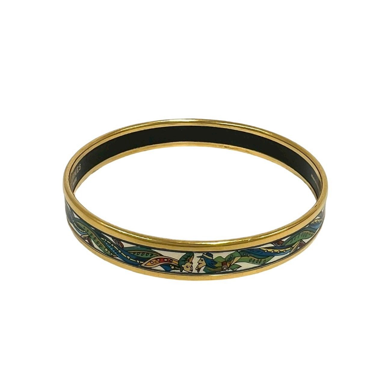 Hermes Enamel Bangle Bracelet Gold — view 4