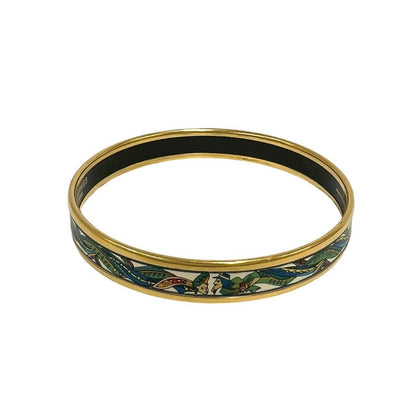 Hermes Enamel Bangle Bracelet Gold — view 4