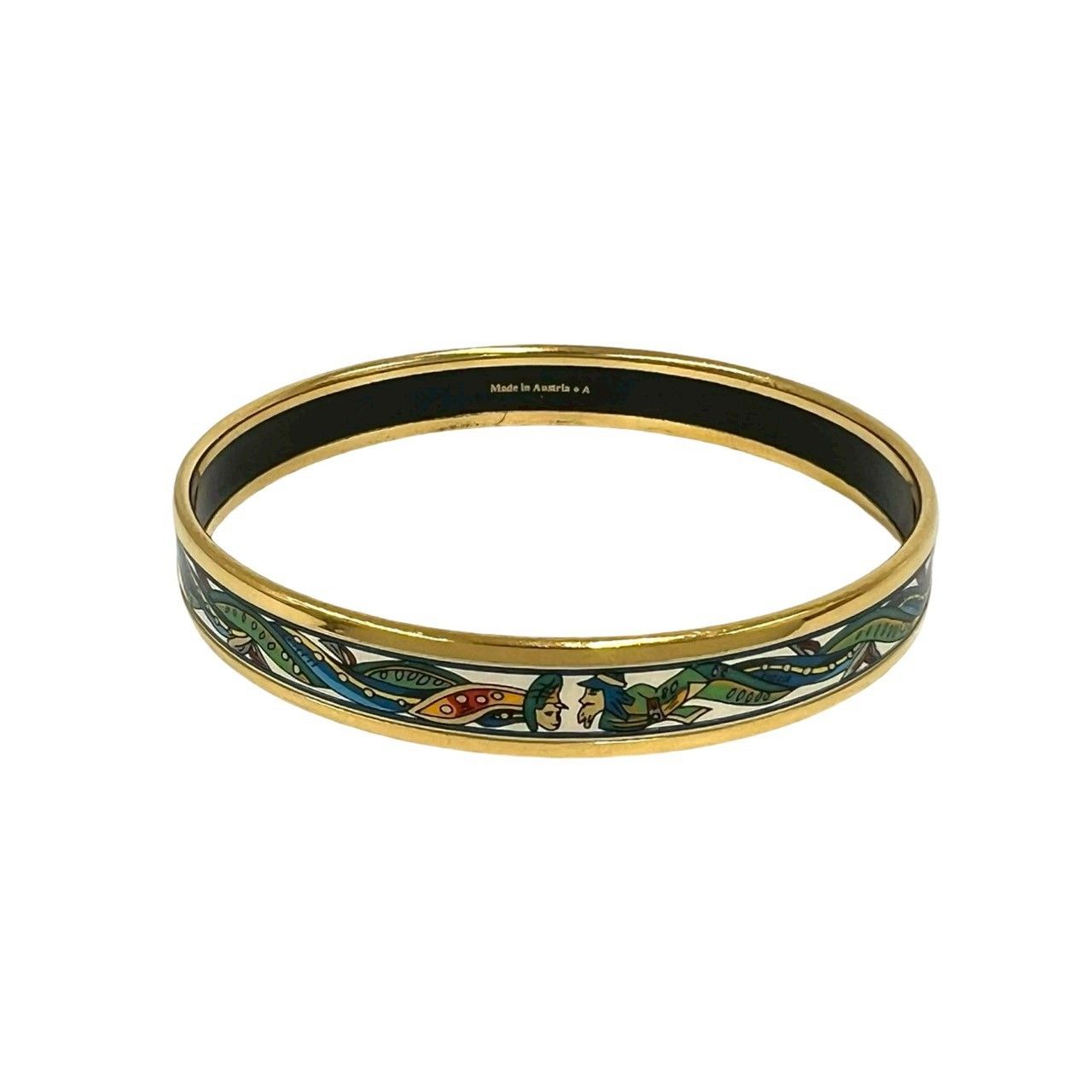 Hermes Enamel Bangle Bracelet Gold — view 5