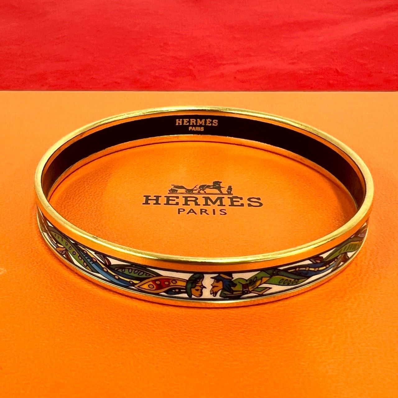 Hermes Enamel Bangle Bracelet Gold
