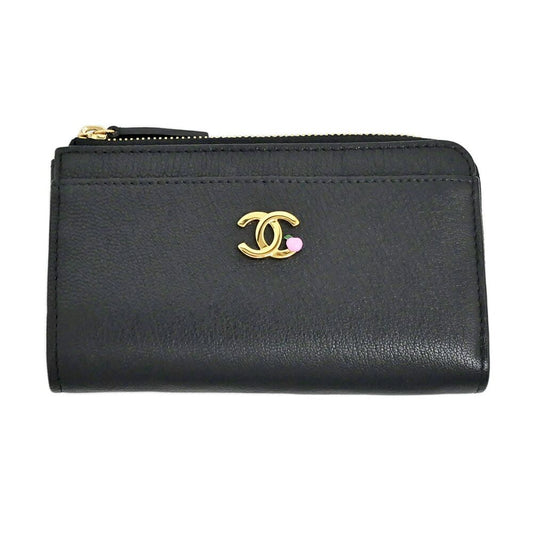Chanel Fragment Zip Card Case CC Logo Apple Black Pink Gold