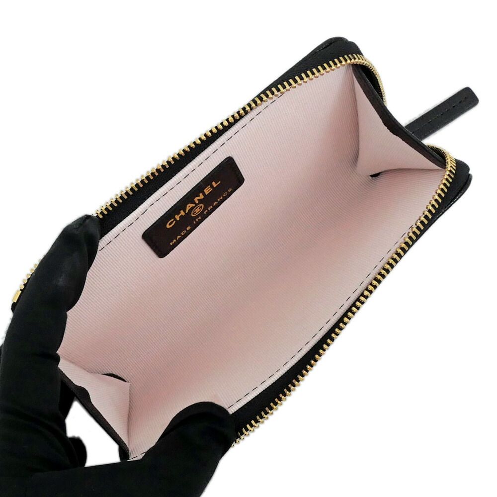 Chanel Fragment Zip Card Case CC Logo Apple Black Pink Gold — view 7