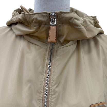 Prada Re-Nylon Triangle Logo Belt Long Coat Beige 36 — view 2