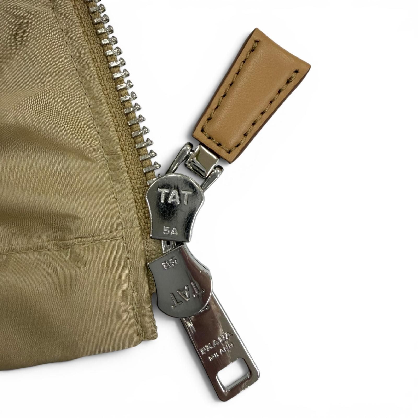 Prada Re-Nylon Triangle Logo Belt Long Coat Beige 36 — view 8