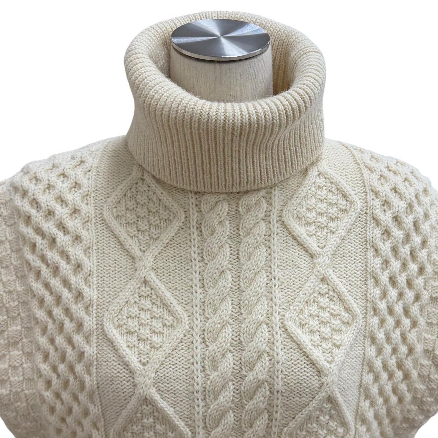 Saint Laurent Paris Cable Knit Turtleneck Wool Vest Ivory XS — view 2