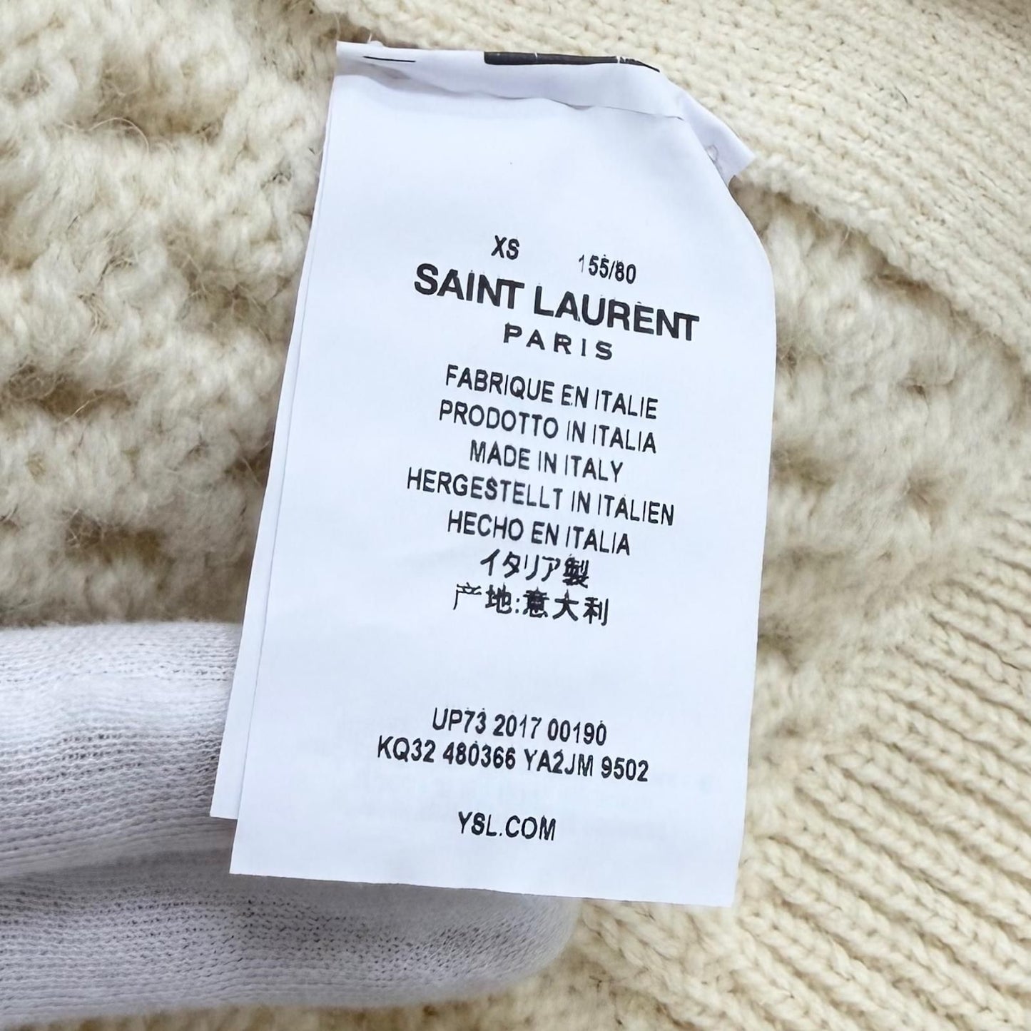 Saint Laurent Paris Cable Knit Turtleneck Wool Vest Ivory XS — view 7