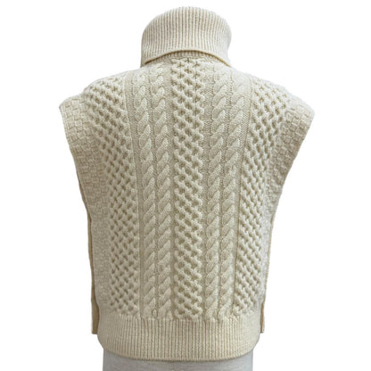 Saint Laurent Paris Cable Knit Turtleneck Wool Vest Ivory XS — view 4