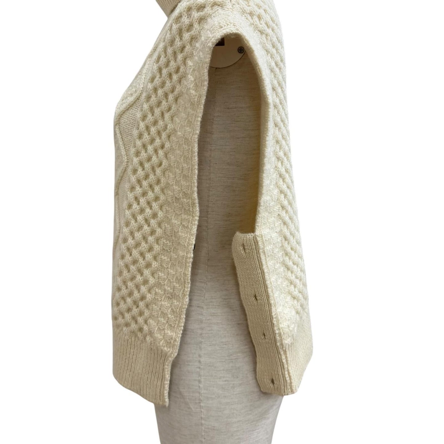 Saint Laurent Paris Cable Knit Turtleneck Wool Vest Ivory XS — view 5
