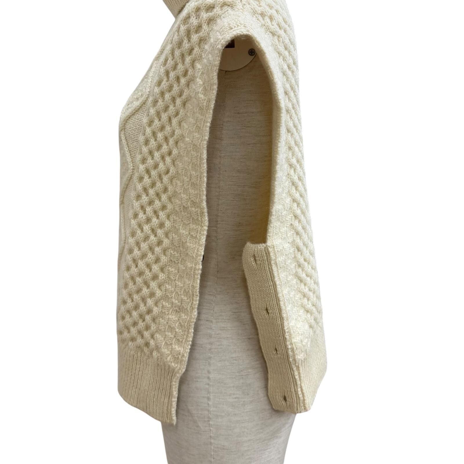 Saint Laurent Paris Cable Knit Turtleneck Wool Vest Ivory XS — view 5