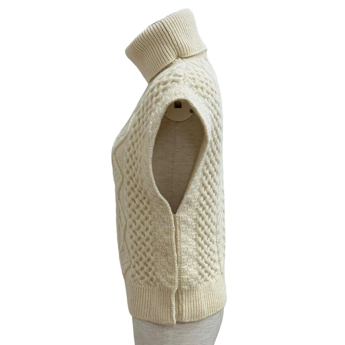 Saint Laurent Paris Cable Knit Turtleneck Wool Vest Ivory XS — view 3