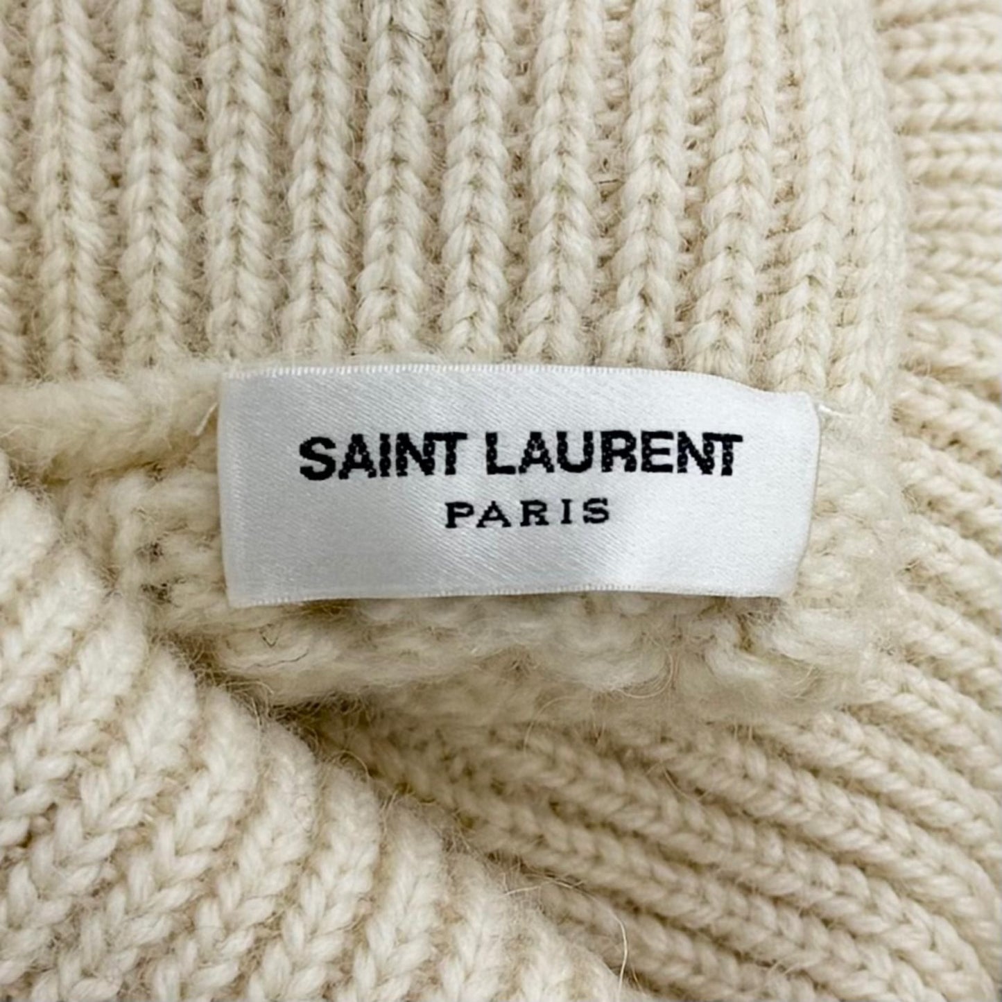 Saint Laurent Paris Cable Knit Turtleneck Wool Vest Ivory XS — view 6
