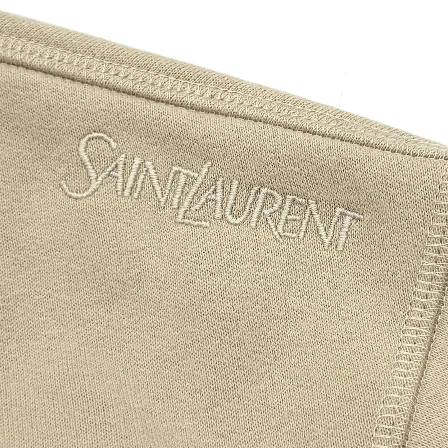 Saint Laurent Paris 100% Cotton Logo Embroidered Brushed Back Cropped Sweatshirt — view 5