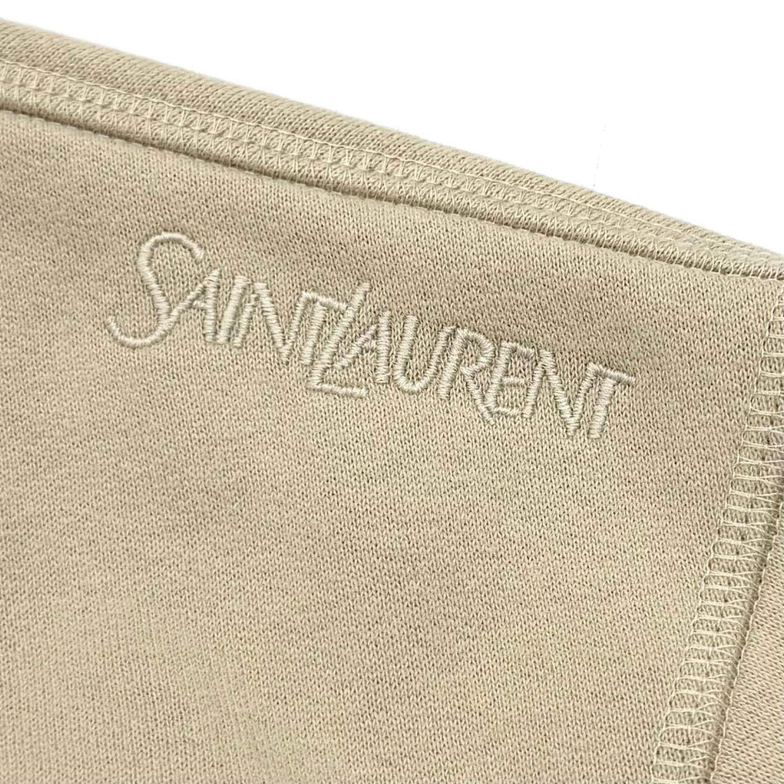Saint Laurent Paris 100% Cotton Logo Embroidered Brushed Back Cropped Sweatshirt — view 5
