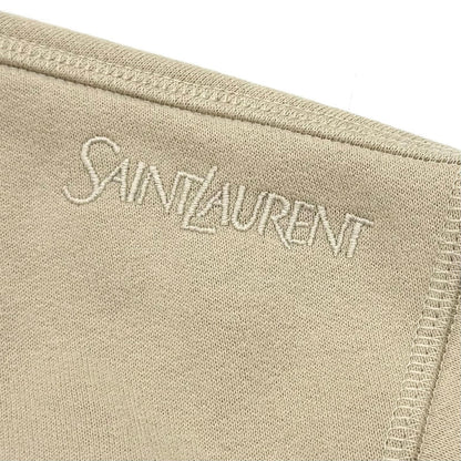 Saint Laurent Paris 100% Cotton Logo Embroidered Brushed Back Cropped Sweatshirt — view 5