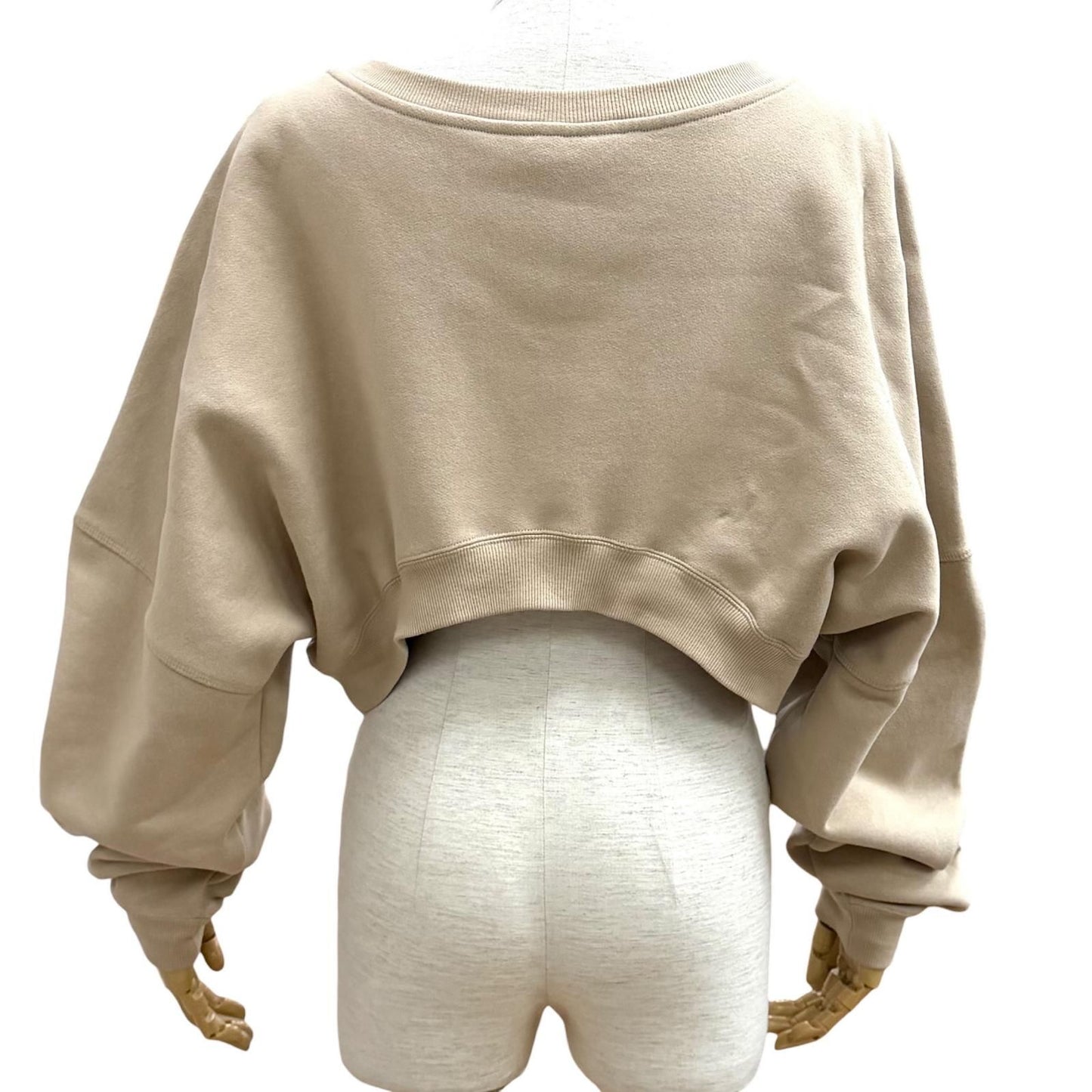 Saint Laurent Paris 100% Cotton Logo Embroidered Brushed Back Cropped Sweatshirt — view 4