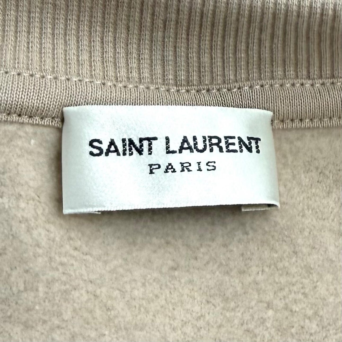 Saint Laurent Paris 100% Cotton Logo Embroidered Brushed Back Cropped Sweatshirt — view 6