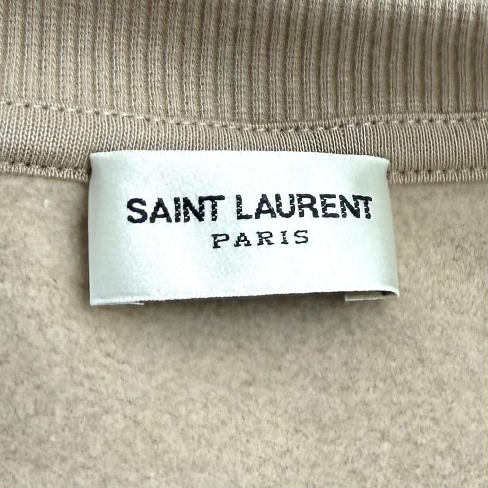 Saint Laurent Paris 100% Cotton Logo Embroidered Brushed Back Cropped Sweatshirt — view 6