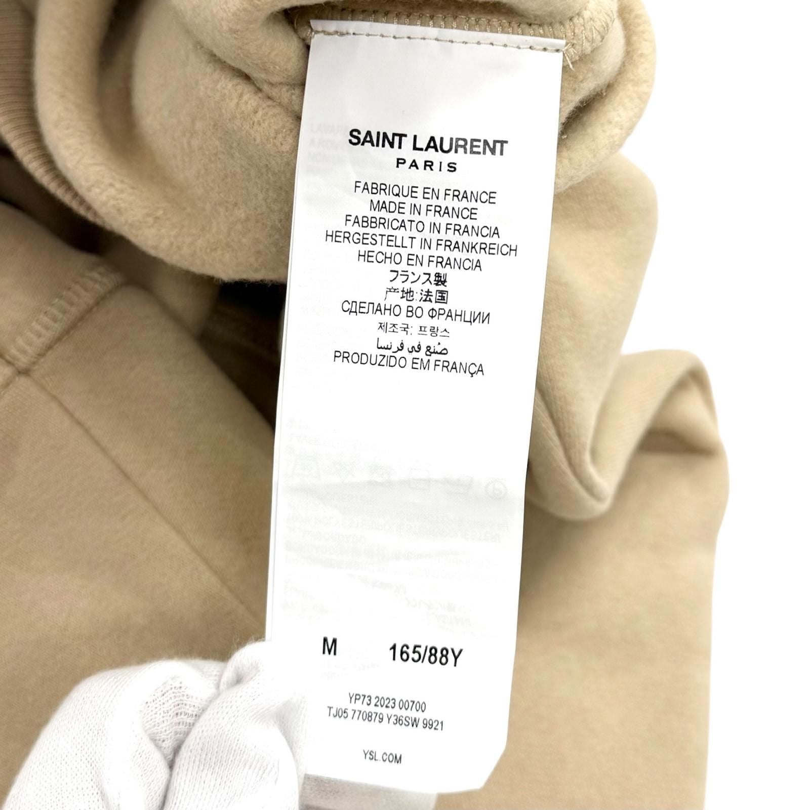 Saint Laurent Paris 100% Cotton Logo Embroidered Brushed Back Cropped Sweatshirt — view 7